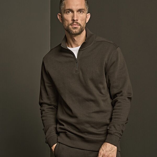 Tee Jays Ribbed Interlock Half Zip Sweatshirt Thumbnail