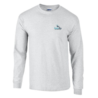 Long Sleeve T Shirt - Teal & Navy Logo & Sleeve Slogan Thumbnail